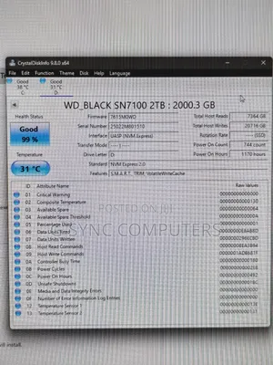 Wd Sn7100 2tb M.2 SSD