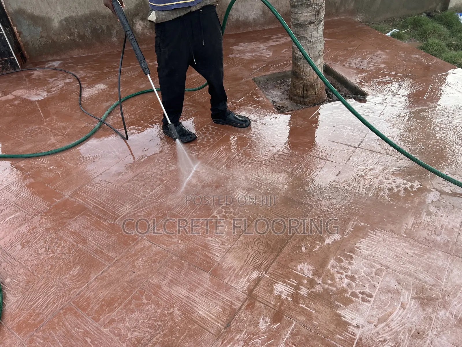 Brown Coloured Stamped Concrete