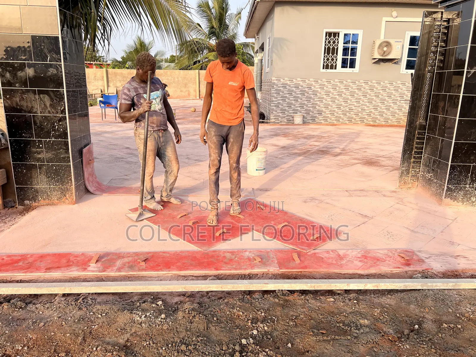 Brown Coloured Stamped Concrete