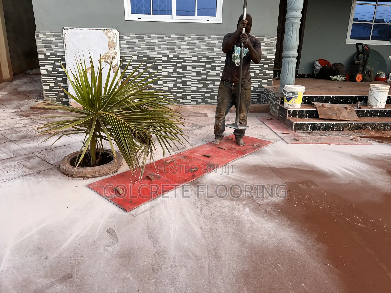 Brown Coloured Stamped Concrete
