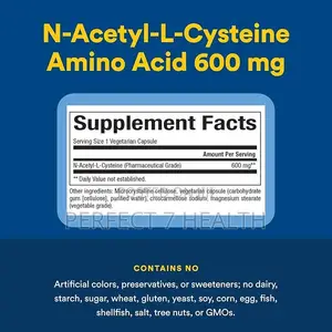 Nac N-Acetyl-L-Cysteine 600 Mg, Liver Brain Kidney Health, 60 Veg Caps