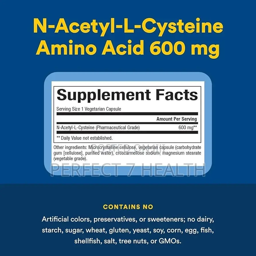 Nac N-Acetyl-L-Cysteine 600 Mg, Liver Brain Kidney Health, 60 Veg Caps