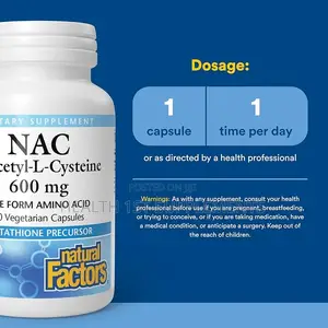 Nac N-Acetyl-L-Cysteine 600 Mg, Liver Brain Kidney Health, 60 Veg Caps