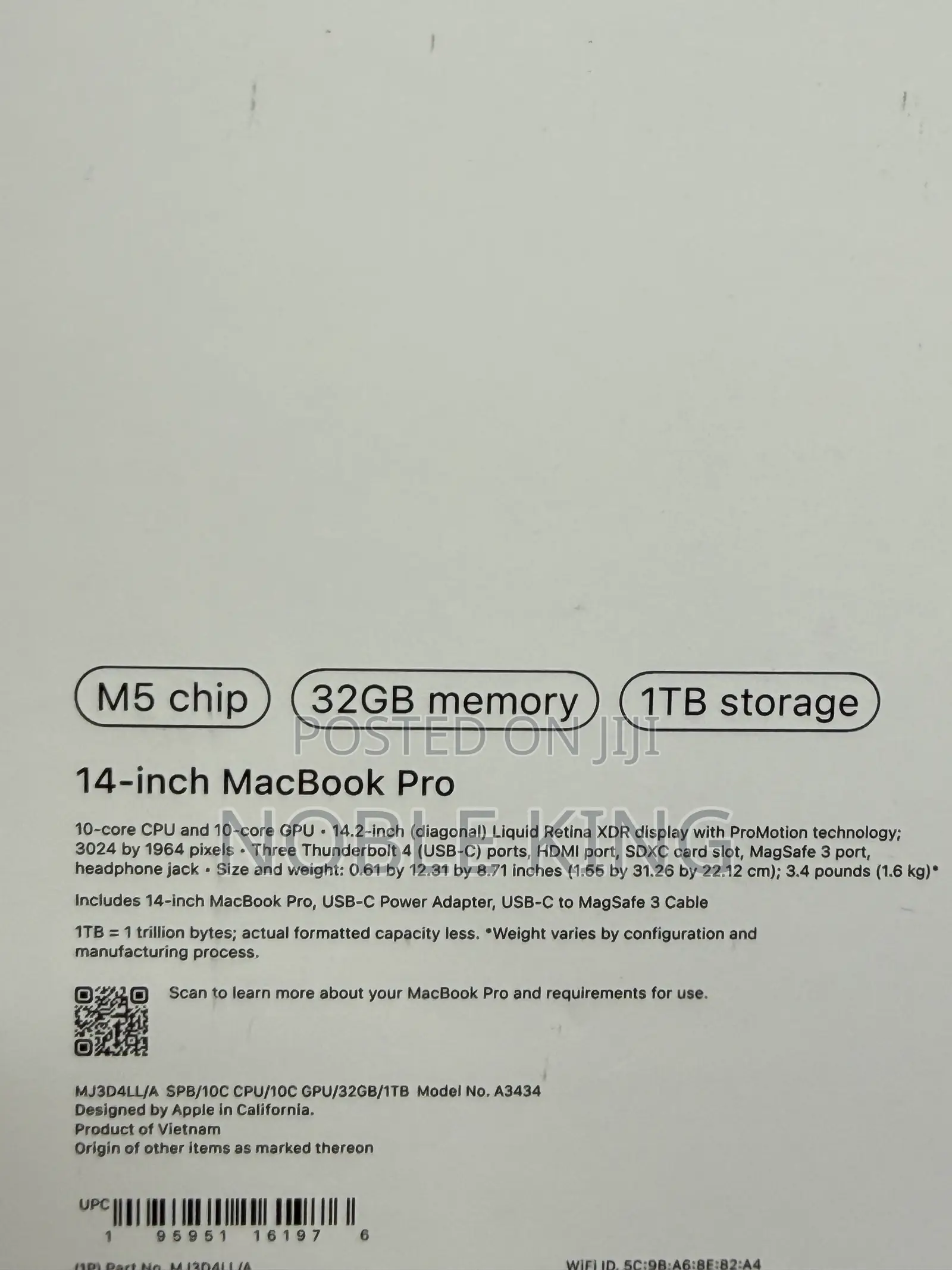 New Laptop Apple MacBook Pro 2025 M5 14-inch 32GB Apple M5 SSD 1T