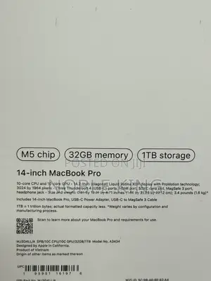 New Laptop Apple MacBook Pro 2025 M5 14-inch 32GB Apple M5 SSD 1T