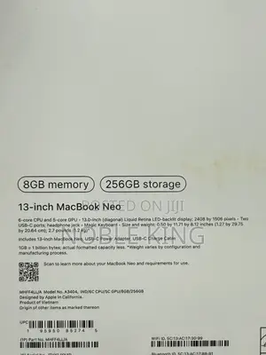 New Laptop Apple MacBook Neo 2026 8GB SSD 256GB