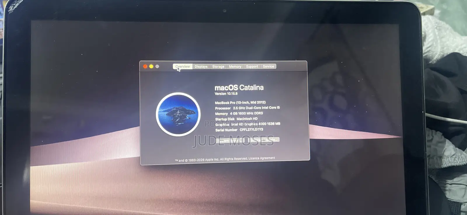 Laptop Apple MacBook Pro 2012 4GB Intel Core i5 HDD 500GB