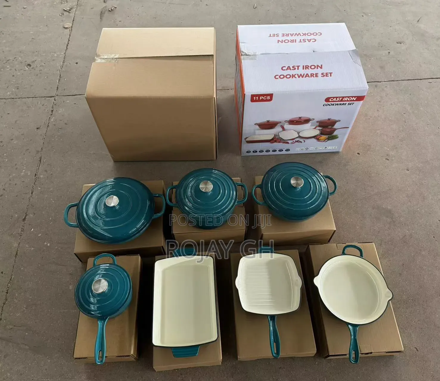 11 Pieces Cast Iron Enamel Cookware Set
