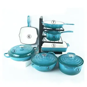11 Pieces Cast Iron Enamel Cookware Set