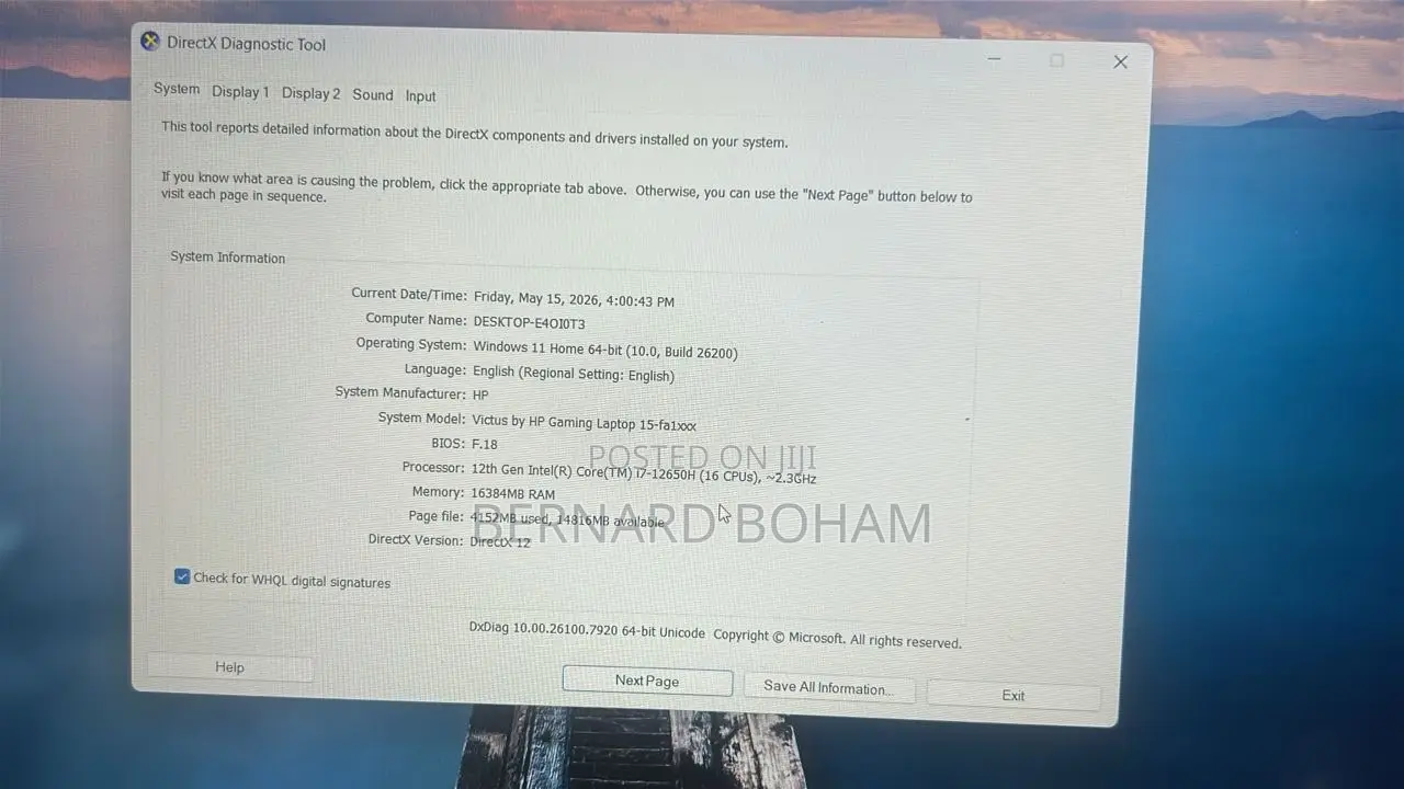 Laptop HP Victus 15 16GB Intel Core i7 SSD 1T