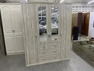 Modern 4-Door Wooden Wardrobe With Drawers