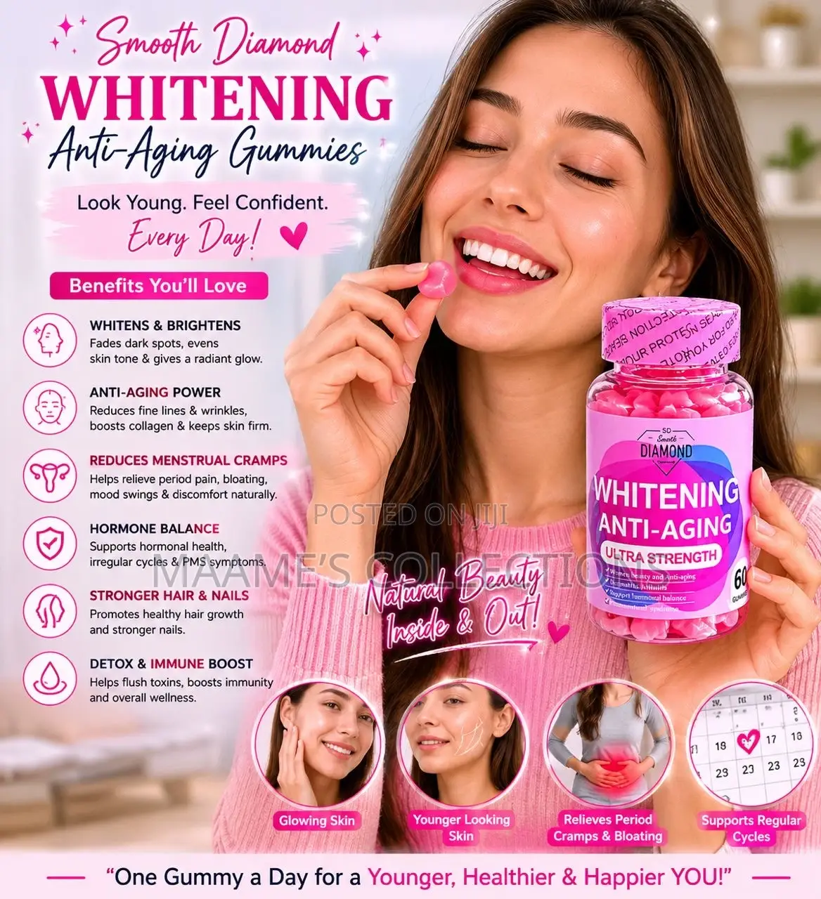Smooth Diamond Whitening Anti Aging Gummies ( 60 Capsules)
