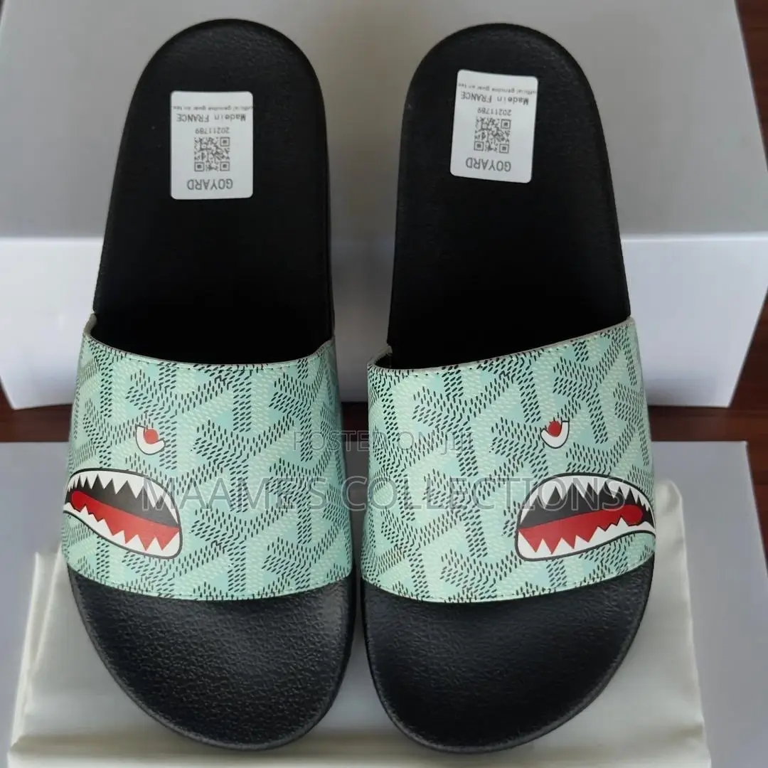 Custom-Printed Goyard Shark Slides