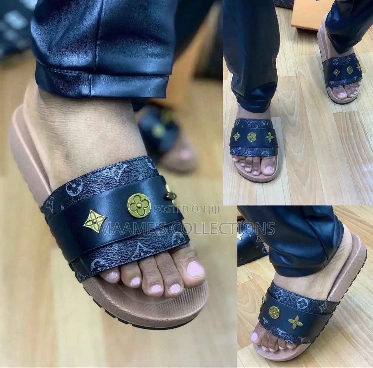 Custom-Printed Goyard Shark Slides