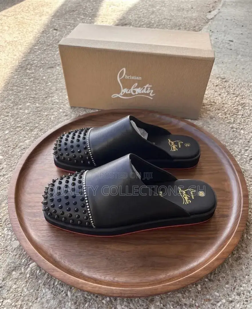 Christian Louboutin Black Leather Spikey Half Shoe