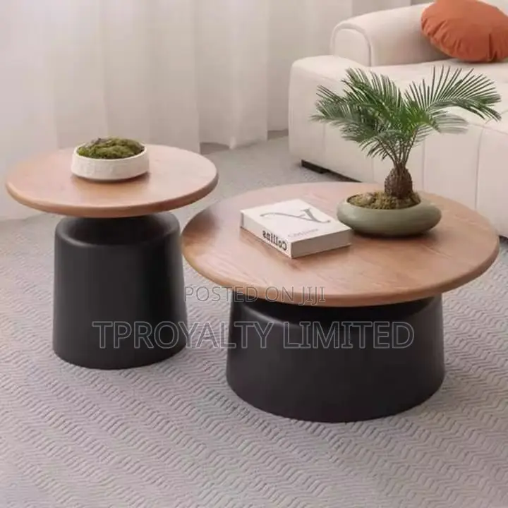 Modern Nordic Style Coffee Table Wood Top With Metal Frame Furniture