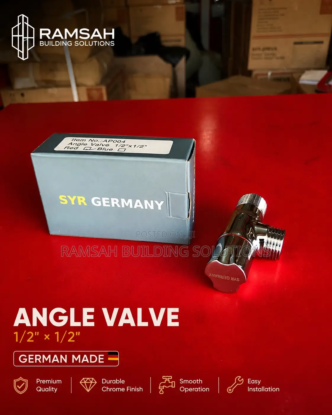 German Made Chrome Angle Valve 1/2 X 1/2