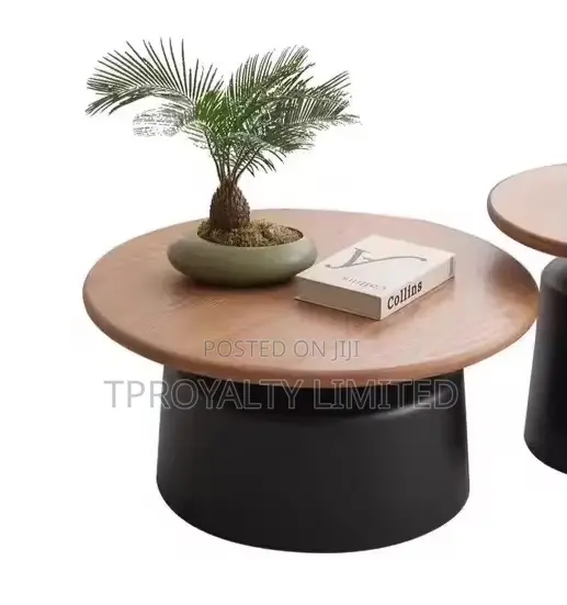 Modern Nordic Style Coffee Table Wood Top With Metal Frame Furniture