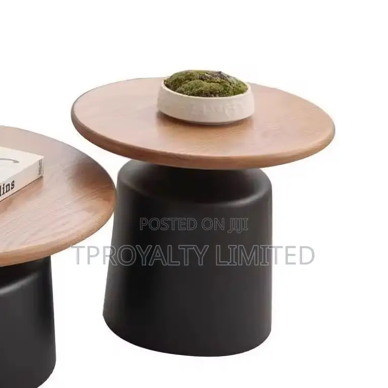 Modern Nordic Style Coffee Table Wood Top With Metal Frame Furniture
