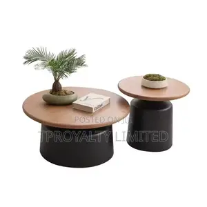 Modern Nordic Style Coffee Table Wood Top With Metal Frame Furniture