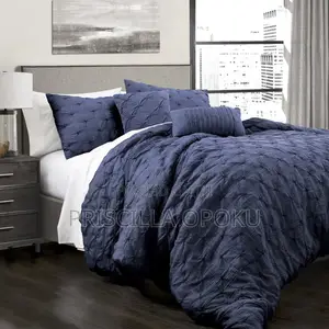 Lush Decor Decor Ravello Pintuck Navy 5-Piece Comforter Set.