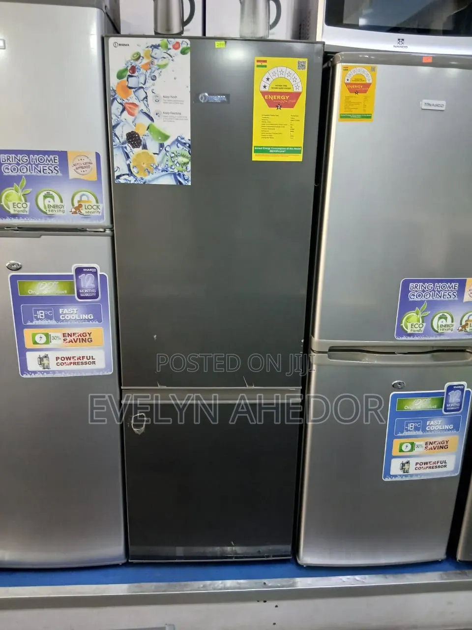 Dark Gray Colour Sigma Bottom Freezer 163l Double Door Fridge for Sale