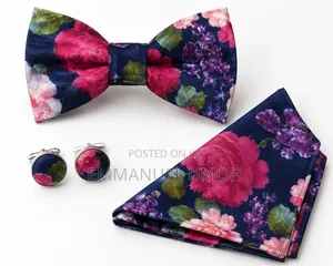 Classic Bow Tie With Cufflinks and Pocket Kerchief