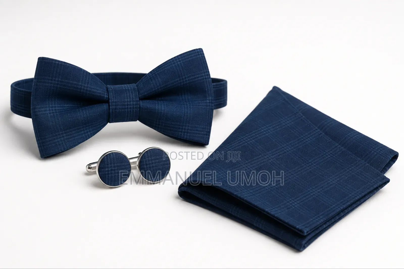 Classic Bow Tie With Cufflinks and Pocket Kerchief
