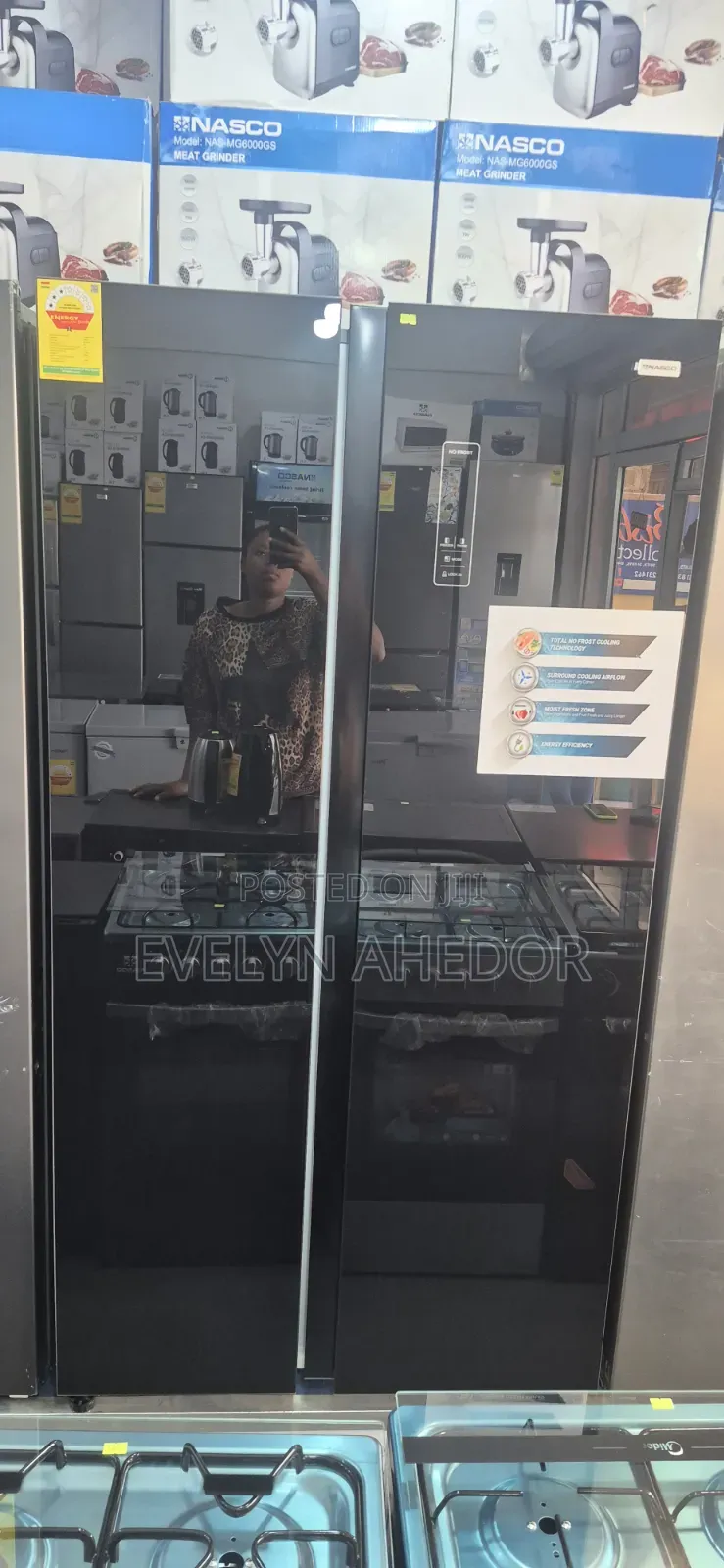 Nasco Mirror Fridge 521l With 3 Stars Side by Side Fridge