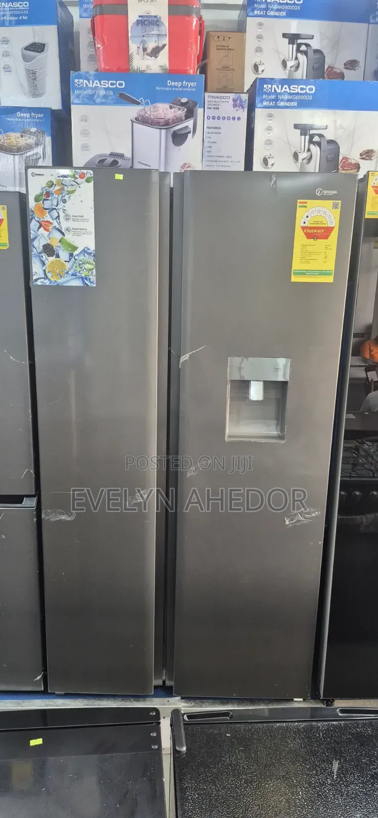 Sigma Silver Colour Side by Side 521l Fridge Available for Sale