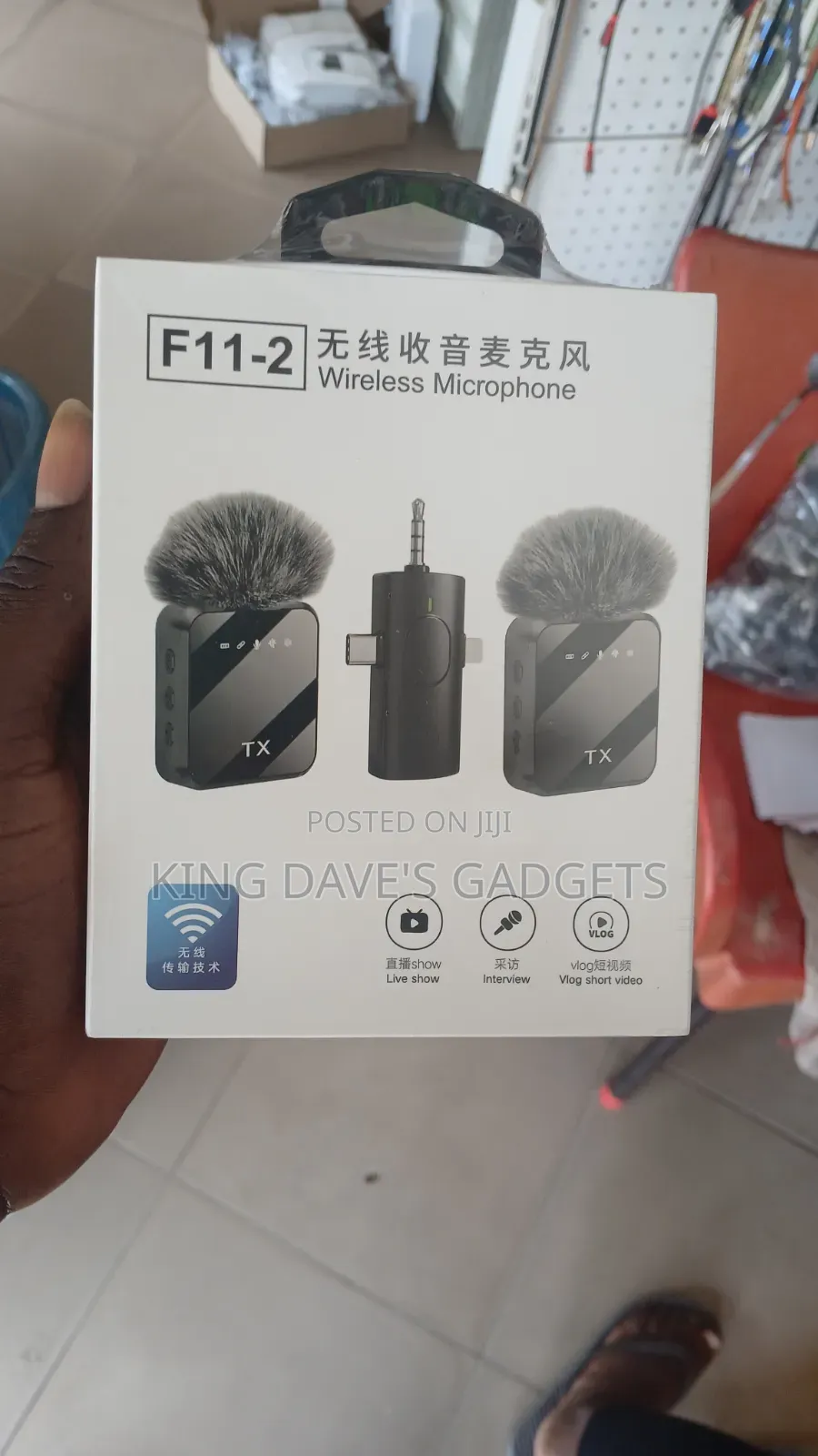 F11-2 Dual Wireless Lavalier Microphone With Interview Mic Stick Combo