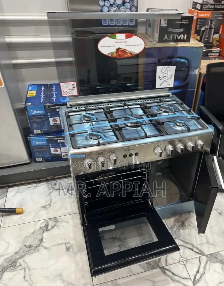 Well Built Mediatech 60x90cm Glass Lid Burner(Gray)5 Gas Cooker.