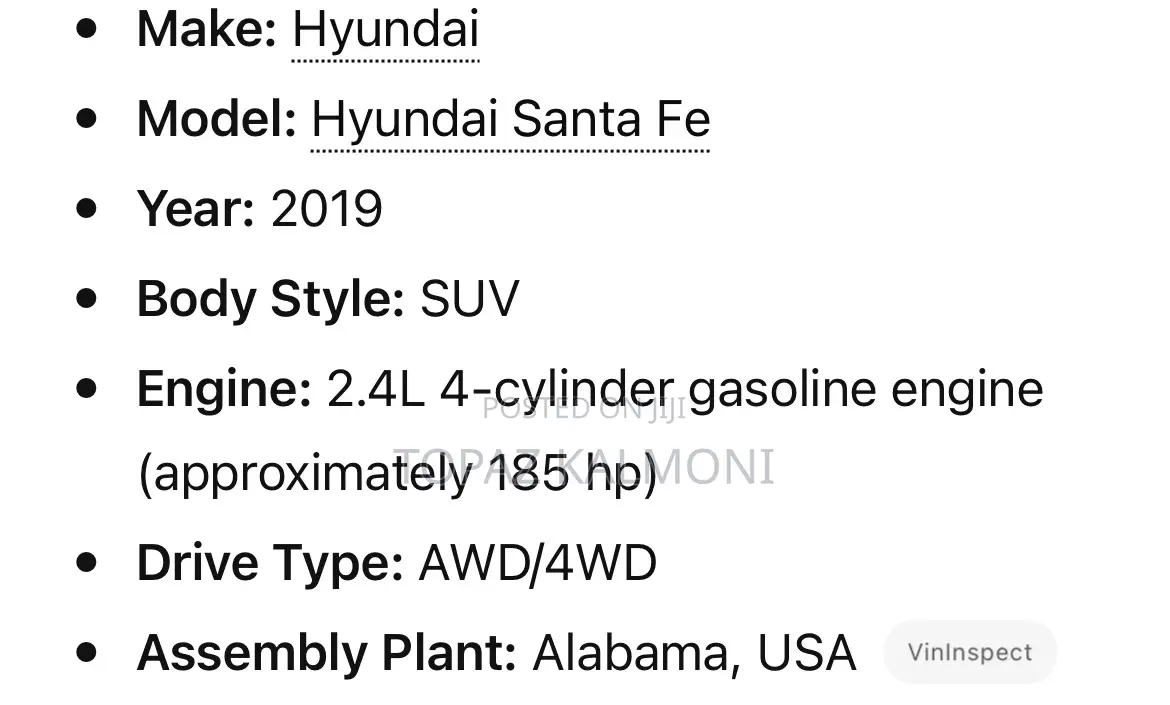 Hyundai Santa Fe 2019 White