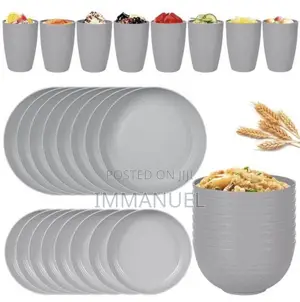 Quality 32 Pieces Unbreakable Plastic Wheat Stew Dinnerware Set