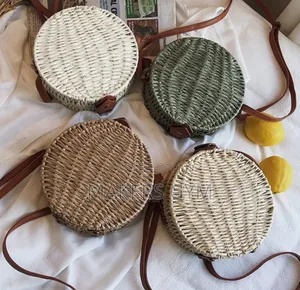 Bag (Handwoven Round Rattan) Beige