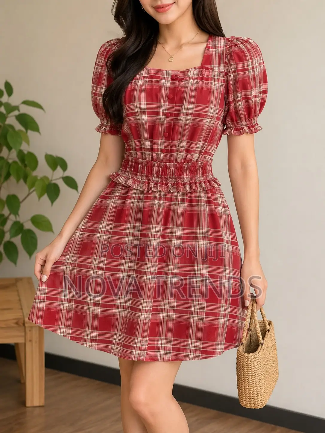Red Plaid Summer Dress