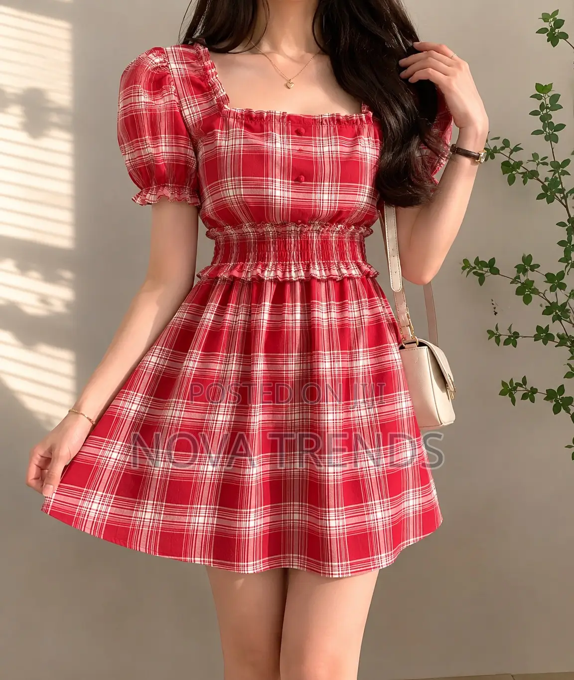 Red Plaid Summer Dress