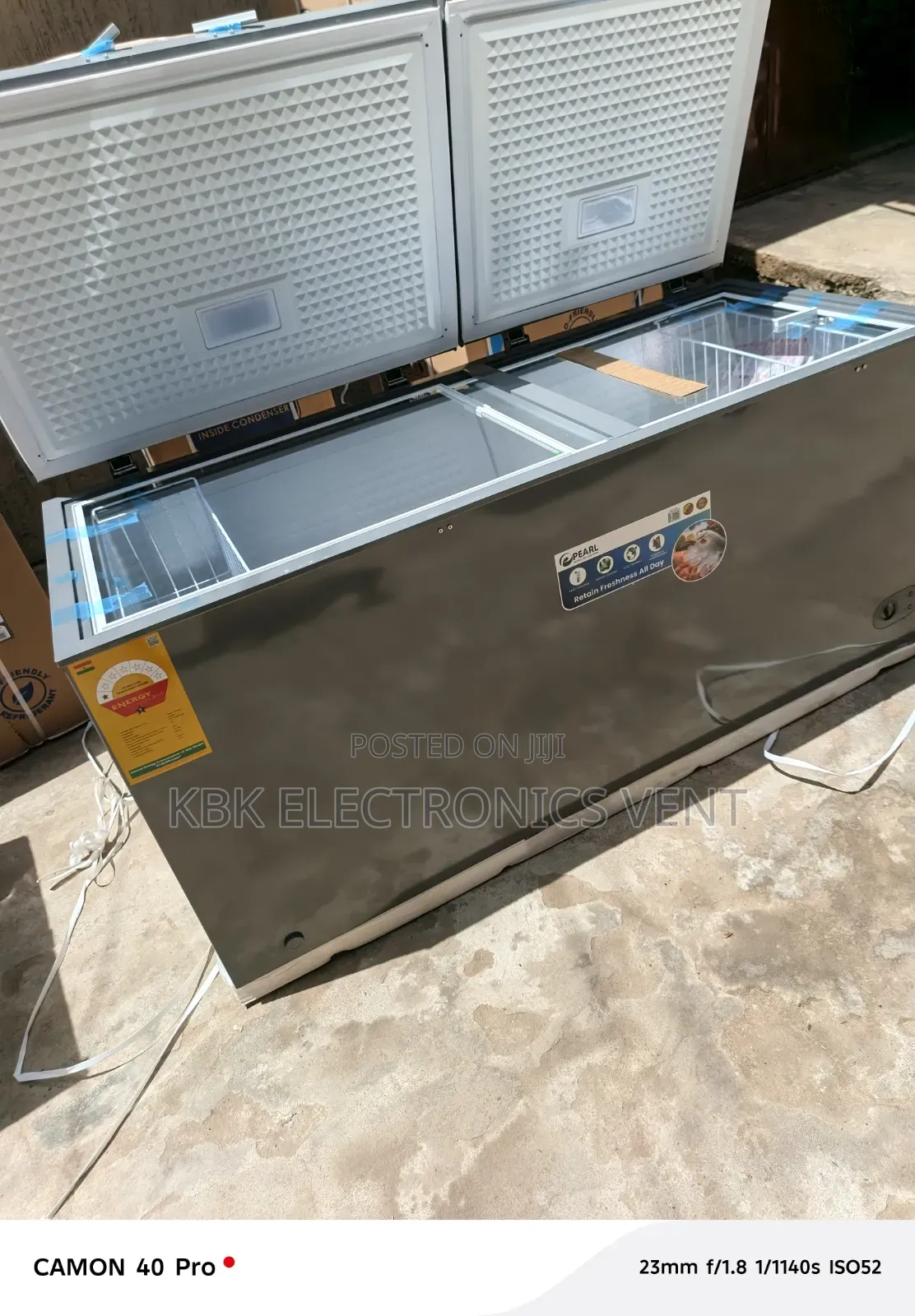 Pearl 460liter Double Door Chest Freezer + Glass Top