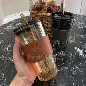 Glass Cup With Straw
