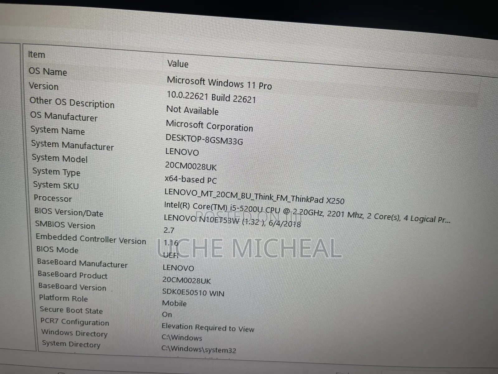 Laptop Lenovo ThinkPad X250 8GB Intel Core i5 SSD 160GB