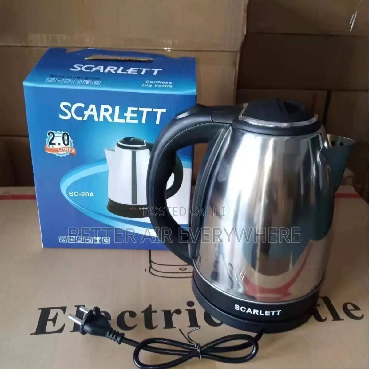Scarlett 2.0 Litre Electric Kettle - Black/Silver