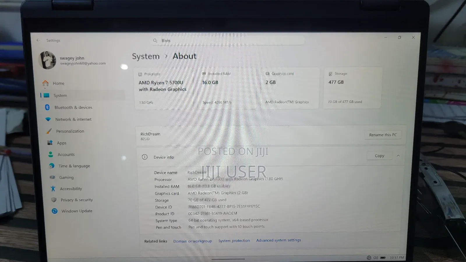 Laptop Lenovo Yoga 730 16GB AMD Ryzen 7 HDD+SSD 512GB