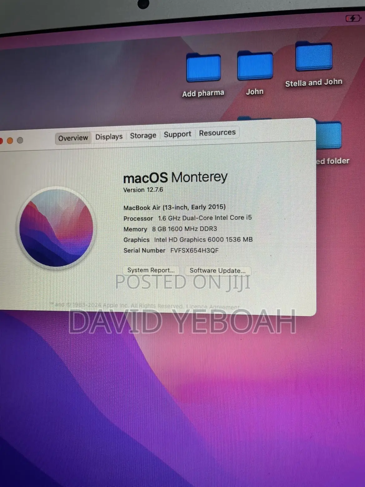 New Laptop Apple MacBook Air 2015 8GB Intel Core i5 HDD 256GB