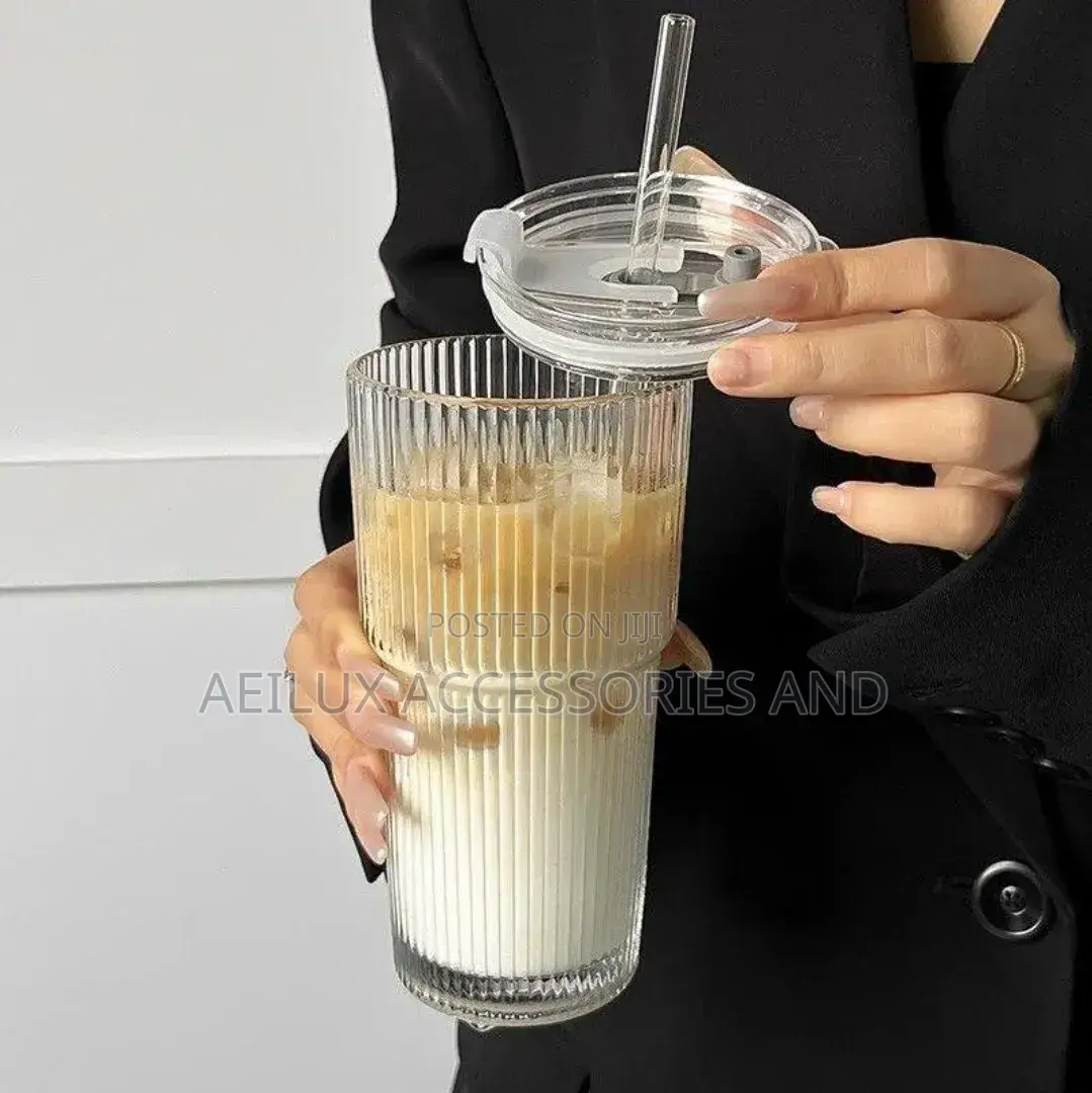 Glass Cup With Straw