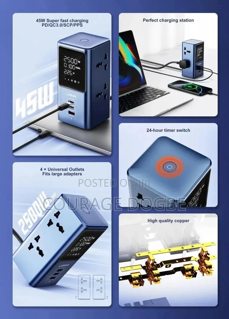 2500w Tower Extension Power Socket