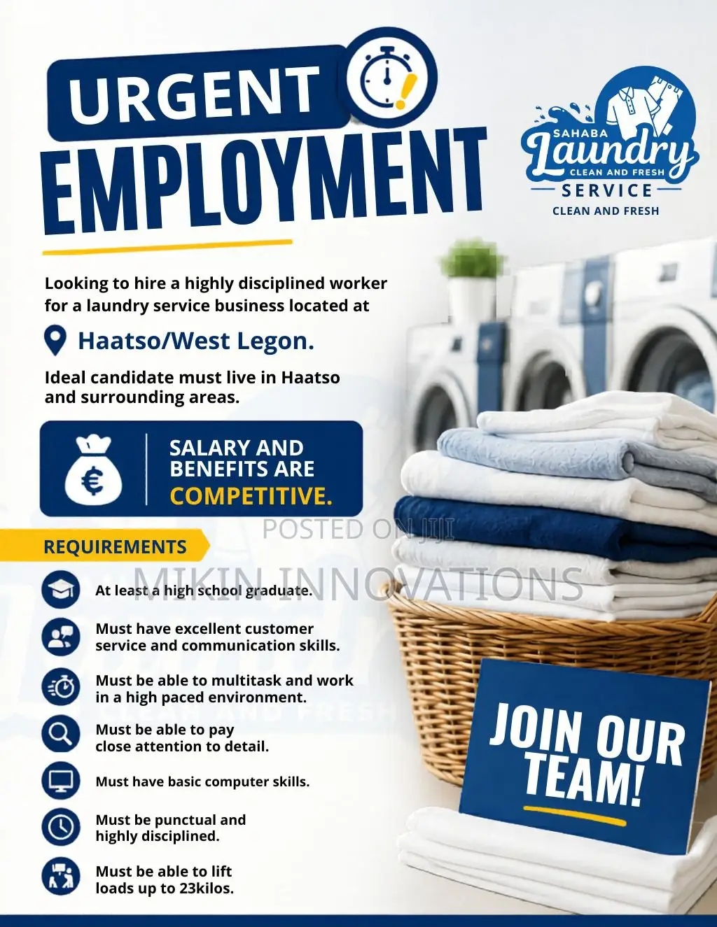 Laundry Worker Wanted