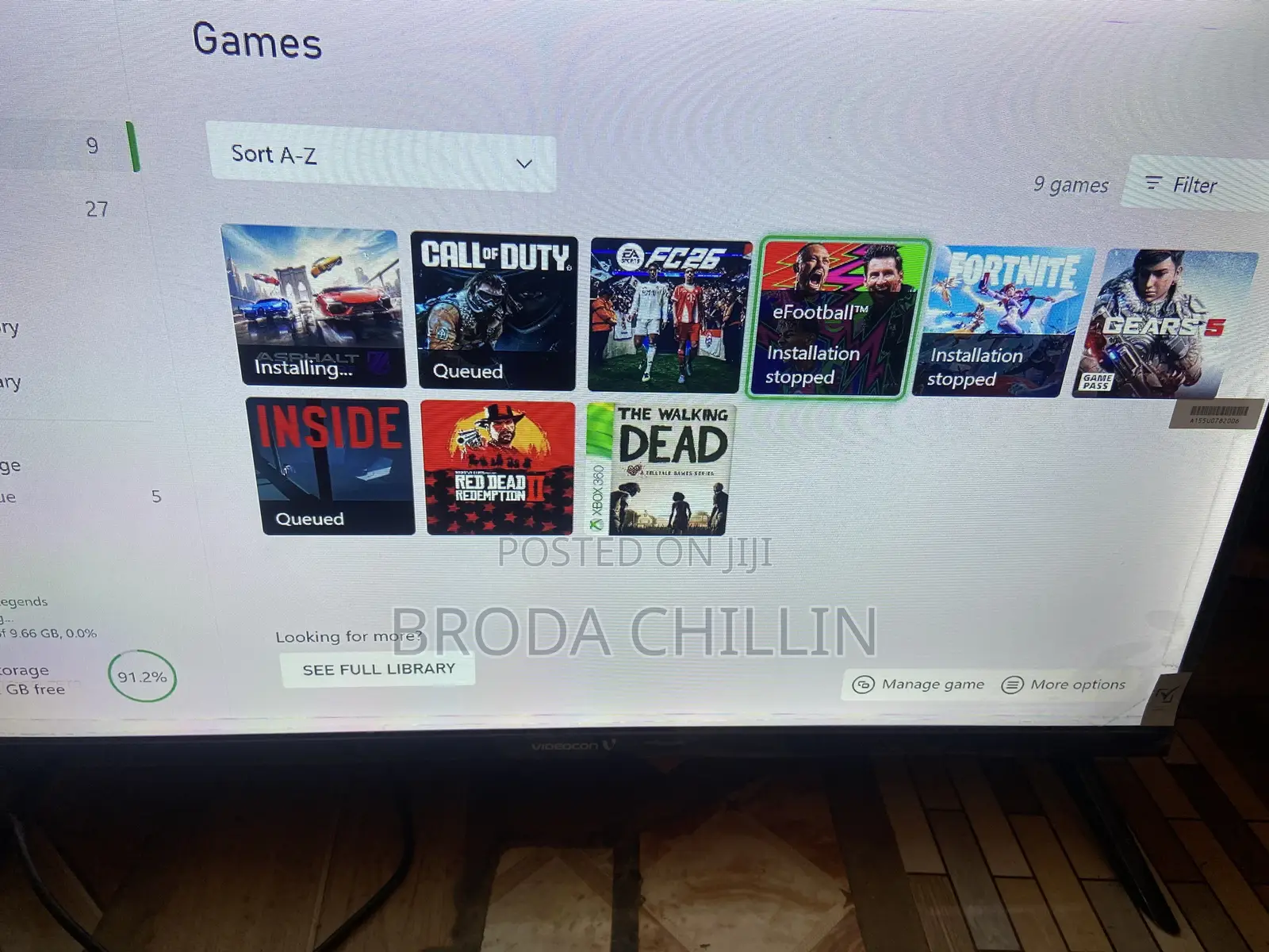 Xbox One With 2 Controllers Loaded With Games