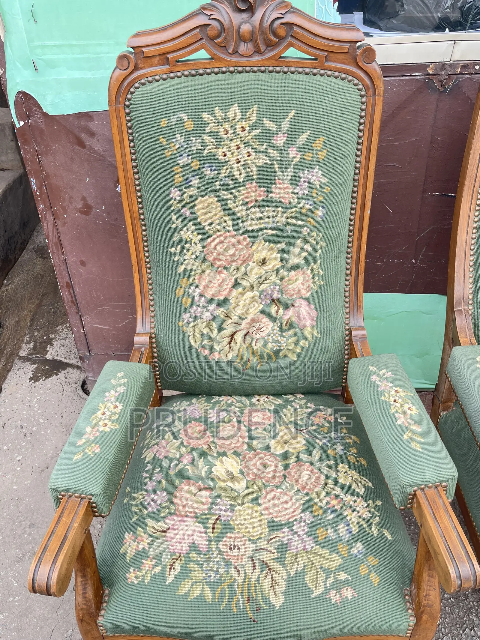 Wooden Chairs With High Back and Armrest With Cushions