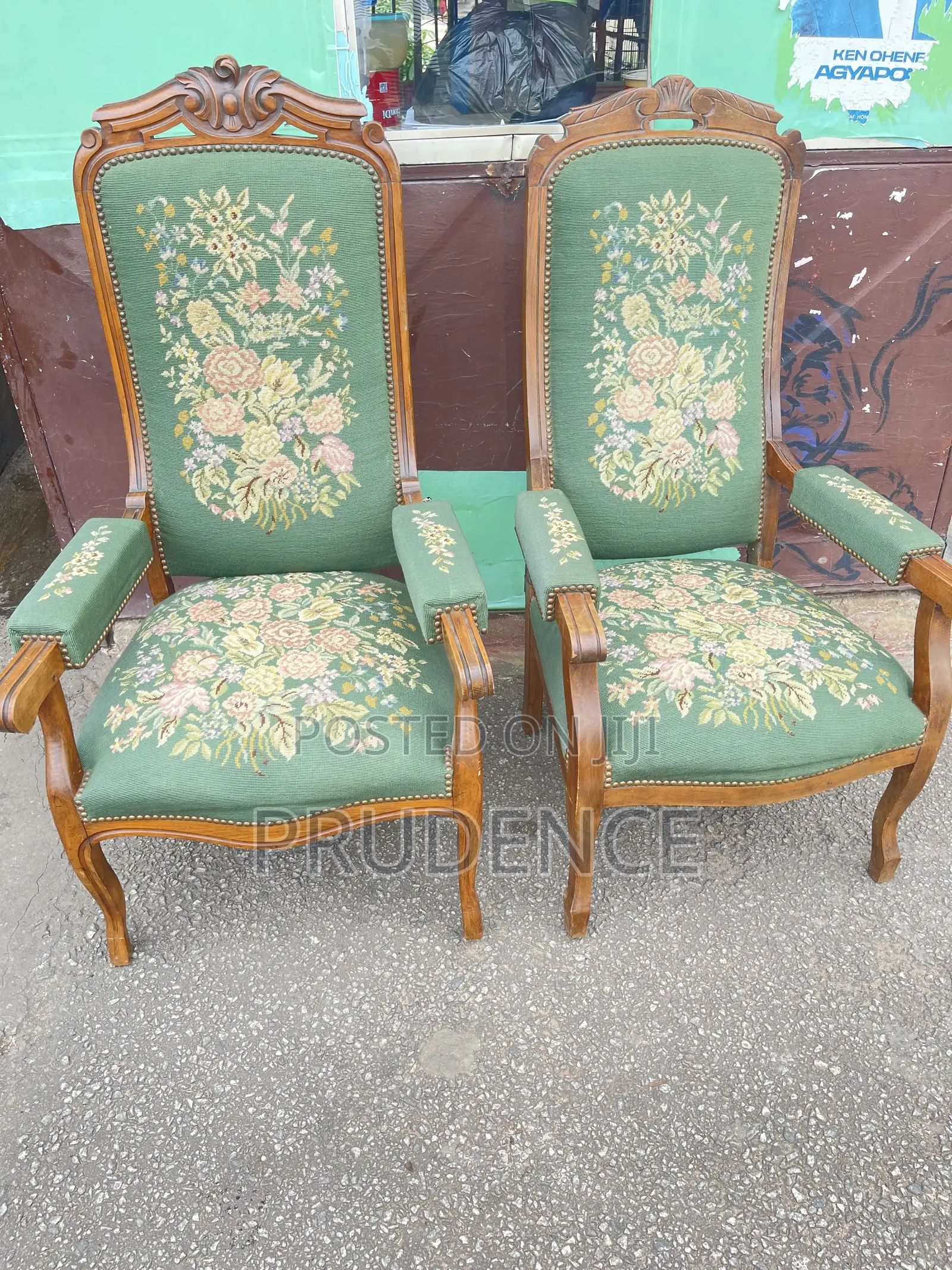 Wooden Chairs With High Back and Armrest With Cushions