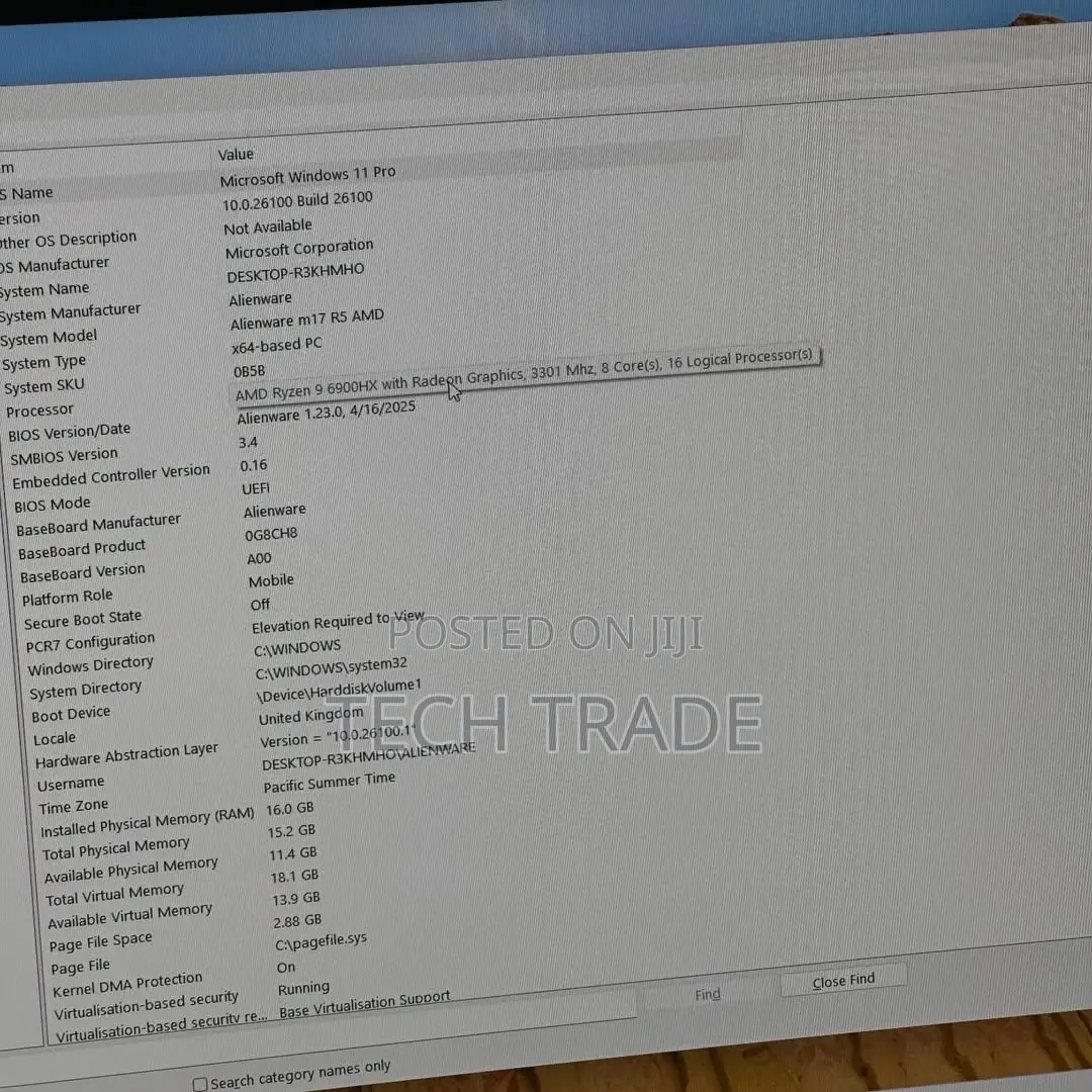 Laptop Alienware m17 R5 16GB AMD Ryzen 9 SSD 1T